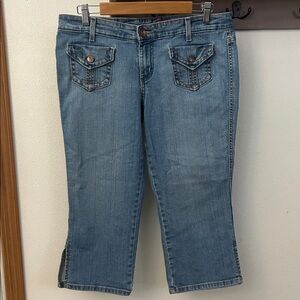 GLO jeans Blue Denim Bermuda, 4 snap pockets front and back, size 13 junior